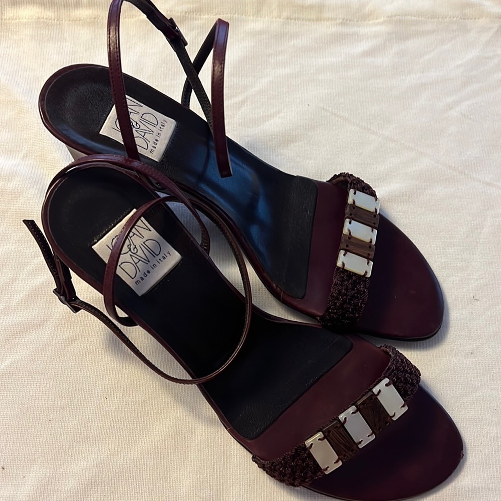 Joan & David chocolate brown leather ankle strap sandal